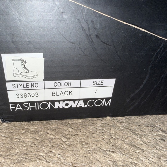 Fashion Nova Glossy Black Combat Boots - Picture 5 of 6